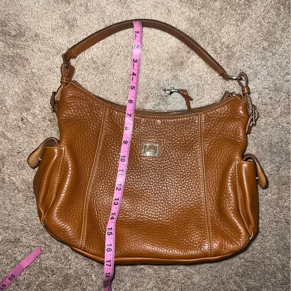 Dooney & Bourke Bag Shoulder Handbags Large Hobo Leather Brown Pink Interior - Picture 3 of 15